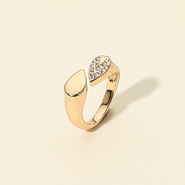 Teardrop Crystal Tip Stainless Steel Adjustable Ring
