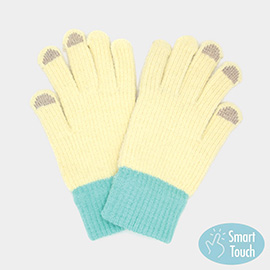 Two Toned Knit Smart Touch Gloves