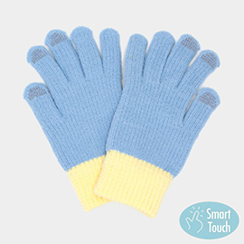 Two Toned Knit Smart Touch Gloves