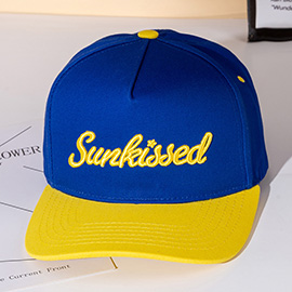 SUNKISSED Message Embroidered Five Panel Canvas Snapback Baseball Cap
