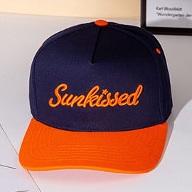 SUNKISSED Message Embroidered Five Panel Canvas Snapback Baseball Cap