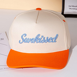 SUNKISSED Message Embroidered Five Panel Canvas Snapback Baseball Cap