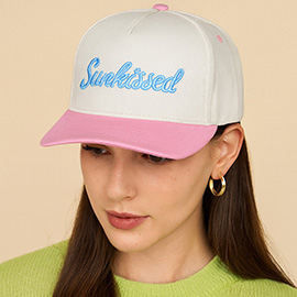SUNKISSED Message Embroidered Five Panel Canvas Snapback Baseball Cap