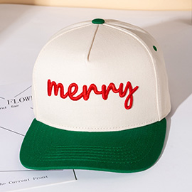 MERRY Message Embroidered Five Panel Canvas Snapback Baseball Cap