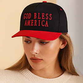GOD BLESS AMERICA Message Embroidered Five Panel Canvas Snapback Baseball Cap