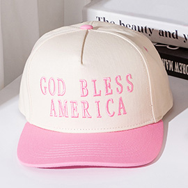 GOD BLESS AMERICA Message Embroidered Five Panel Canvas Snapback Baseball Cap