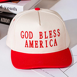GOD BLESS AMERICA Message Embroidered Five Panel Canvas Snapback Baseball Cap