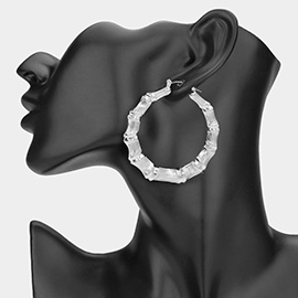 Oversized Metal Bamboo Pin Catch Hoop Earrings