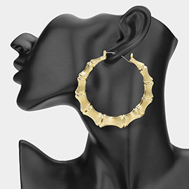 Oversized Metal Bamboo Pin Catch Hoop Earrings