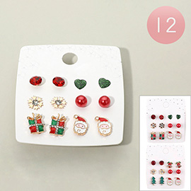 12 SET OF 6 - Christmas Theme Stud Earring Set