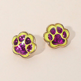 Glitter Paw Print GameDay Stud Earrings