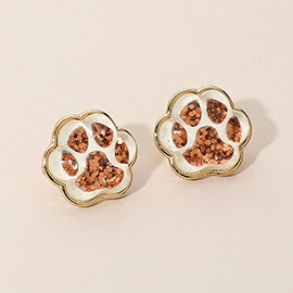 Glitter Paw Print GameDay Stud Earrings