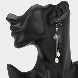 Pearl Charm Floral Chain Drop Earrings