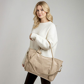Faux Suede Plain Shoulder Bag