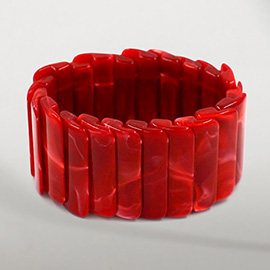 Wide Marbled Stretch Statement Bracelet