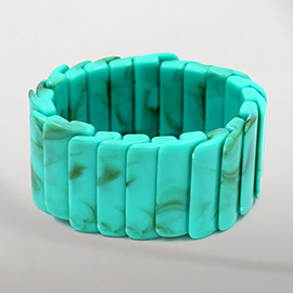 Wide Marbled Stretch Statement Bracelet