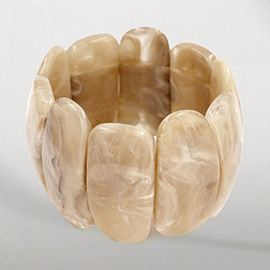 Bold Wide Marbled Stretch Statement Bracelet