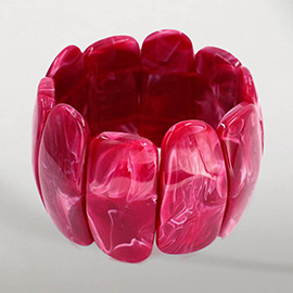 Bold Wide Marbled Stretch Statement Bracelet