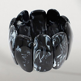 Bold Wide Marbled Stretch Statement Bracelet