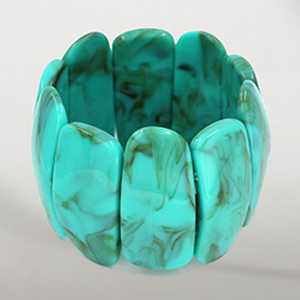 Bold Wide Marbled Stretch Statement Bracelet