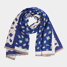 Leopard Pattern Fringe Oblong Scarf