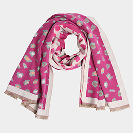 Leopard Pattern Fringe Oblong Scarf