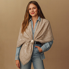 Elegant Floral Stripe pattern Printed Square Scarf