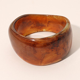Bold Wide Marbled Resin Bangle Bracelet