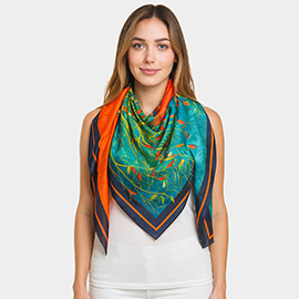 Elegant Silk Botanical Large Square Scarf