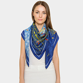 Elegant Silk Botanical Large Square Scarf
