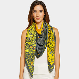 Elegant Silk Botanical Large Square Scarf