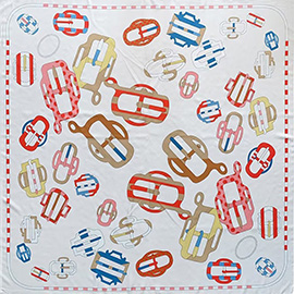 Chic Buckle Print Square Scarf