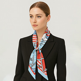 Abstract Pattern Printed Twilly Skinny Scarf