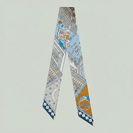 Geometric Architectural Pattern Printed Twilly Skinny Scarf