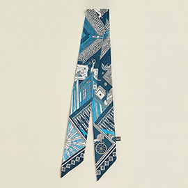 Geometric Architectural Pattern Printed Twilly Skinny Scarf