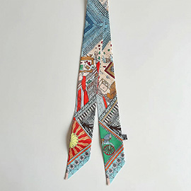 Geometric Architectural Pattern Printed Twilly Skinny Scarf
