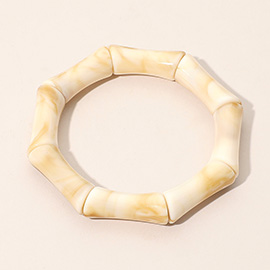 Marbled Resin Bamboo Beaded Stretch Bracelet