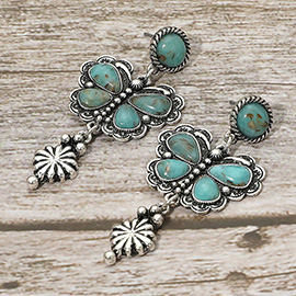 Vintage Boho Western Butterfly Drop Earrings
