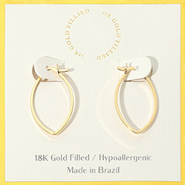 18K Gold Filled Hypoallergenic Marquise Pin Catch Hoop Earrings