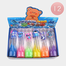 12PCS - Slim Tube Assorted Crystal Mud Toy