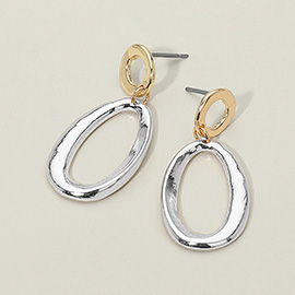 Metal Open Oval Dangle Earrings