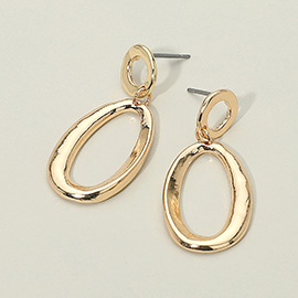 Metal Open Oval Dangle Earrings