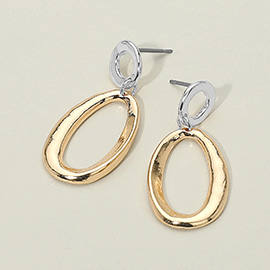 Metal Open Oval Dangle Earrings