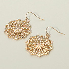 Geometric Metal Filigree Medal Dangle Earrings