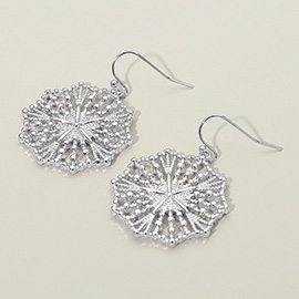 Geometric Metal Filigree Medal Dangle Earrings