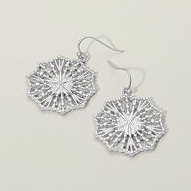 Geometric Metal Filigree Medal Dangle Earrings