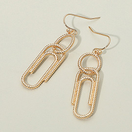 Textured Metal Geometric Link Drop Dangle Earrings