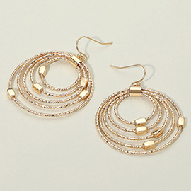 Textured Metal Multi Layered Hoop Dangle Earrings