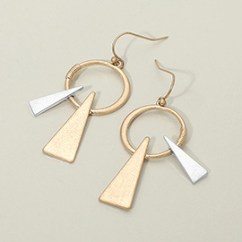 Geometric Metal Circle Triangle Drop Dangle Earrings