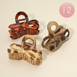 12PCS - Leopard Pattern Print Bow Hair Claw Clips